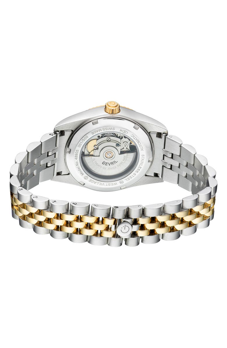 GEVRIL Men's West Village Automatic Stainless Steel Bracelet Watch, 40mm, Alternate, color, Two Toned Ss Ipyg
