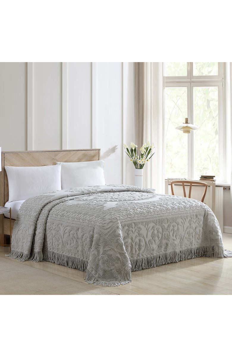 BEATRICE HOME FASHIONS Medallion Cotton Chenille Bedspread, Main, color, Gray
