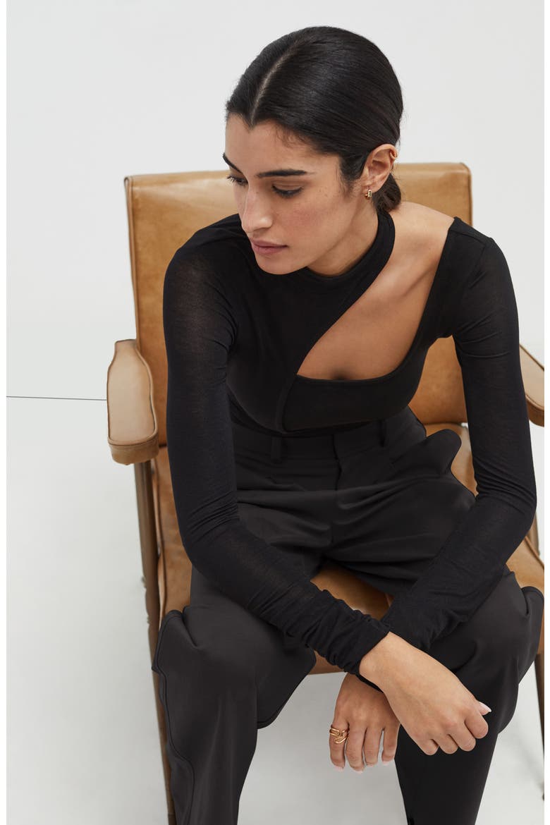 Soho Cutout Mock Neck Top, Alternate, color, BLACK