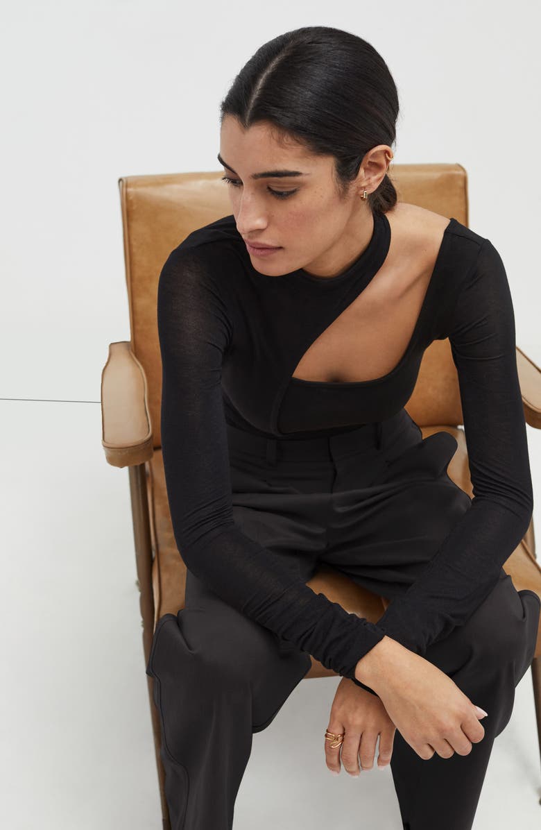 Marcella Soho Cutout Mock Neck Top, Alternate, color, Black