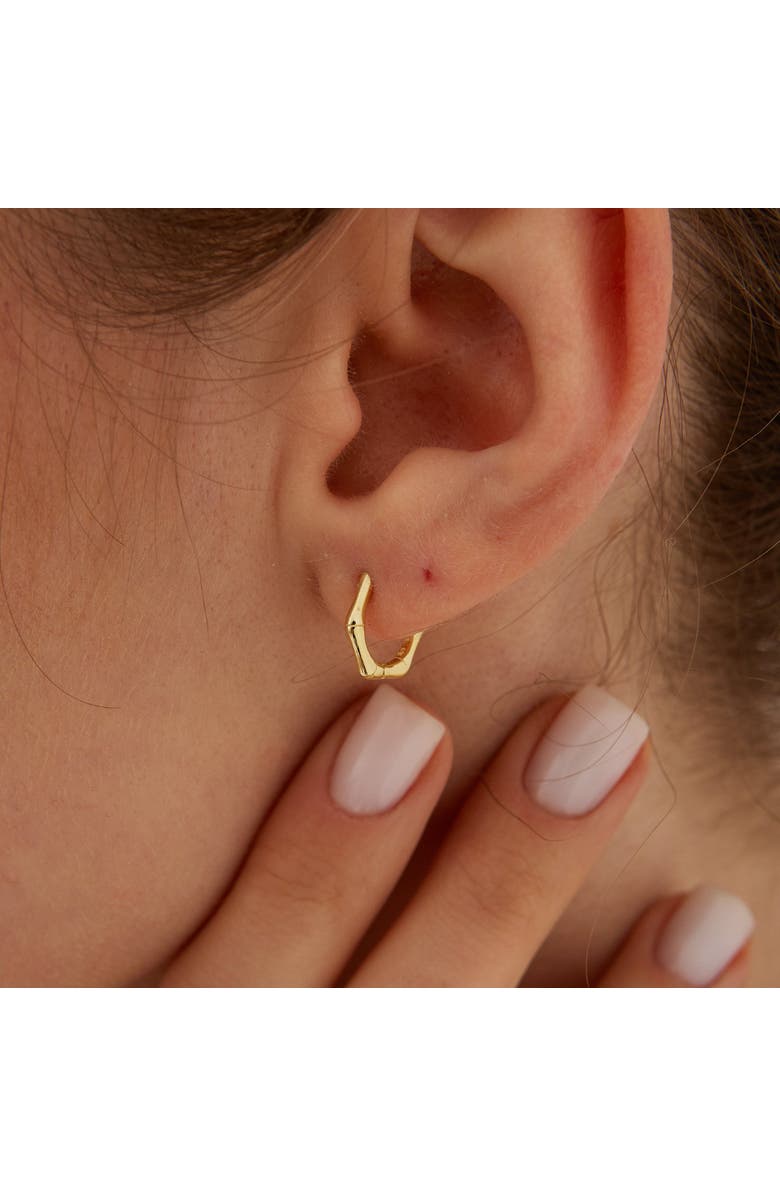 Spero London Bone Shape Hexagonal Huggie Hoop Earrings in Sterling Silver, Alternate, color, Gold