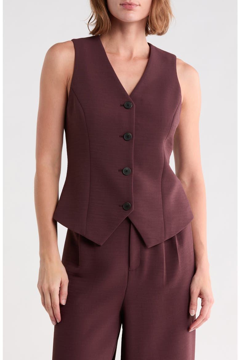 Crepe Waistcoat, Main, color, BURGUNDY FUDGE