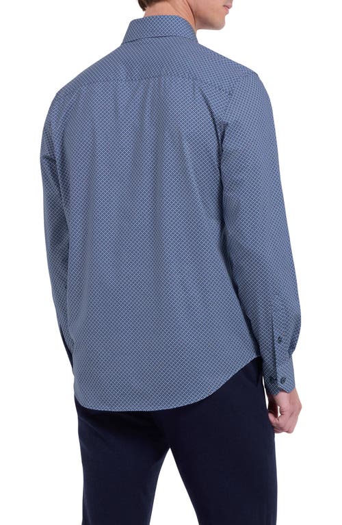 Bugatchi Devon Ooohcotton® Geo Print Button-up Shirt In Blue