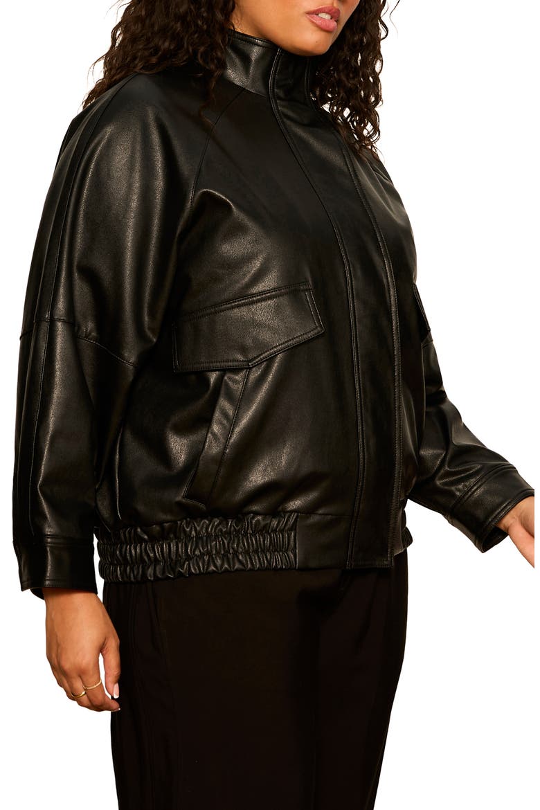 Alana Faux Leather Jacket, Alternate, color, BLACK