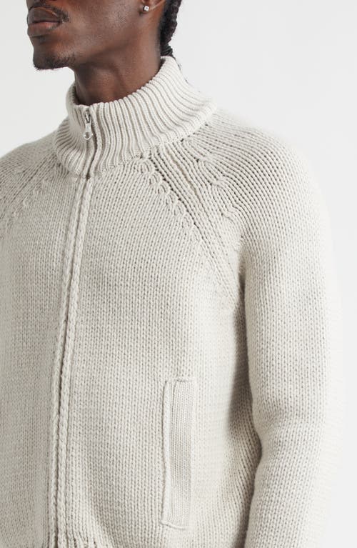 Our Legacy Bone White Extrafine Merino Wool Ultra Zip Cardigan In Gray