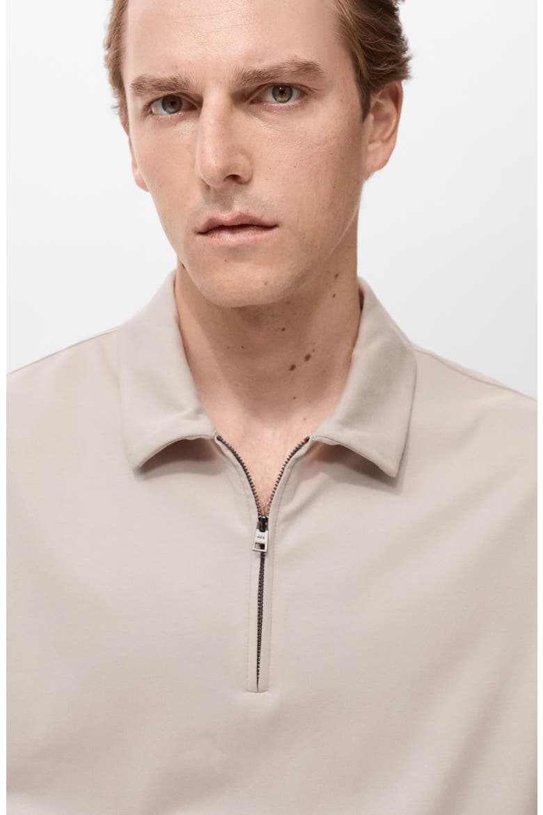 Zip Cotton Blend Polo, Alternate, color, SAND