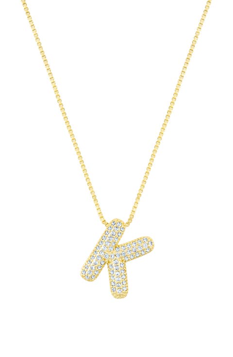 Pavé Bubble Initial Pendant Necklace