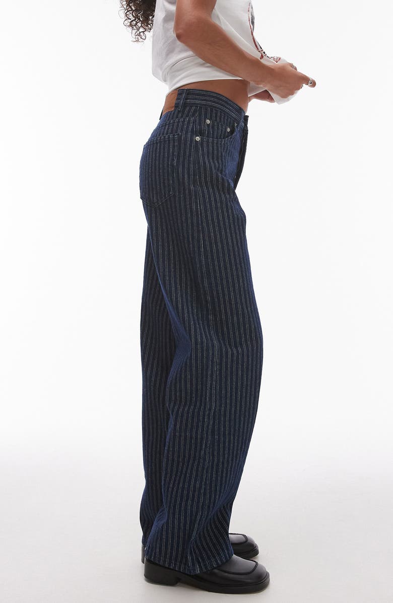 Topshop Stripe Mid Rise Column Jeans, Alternate, color,
