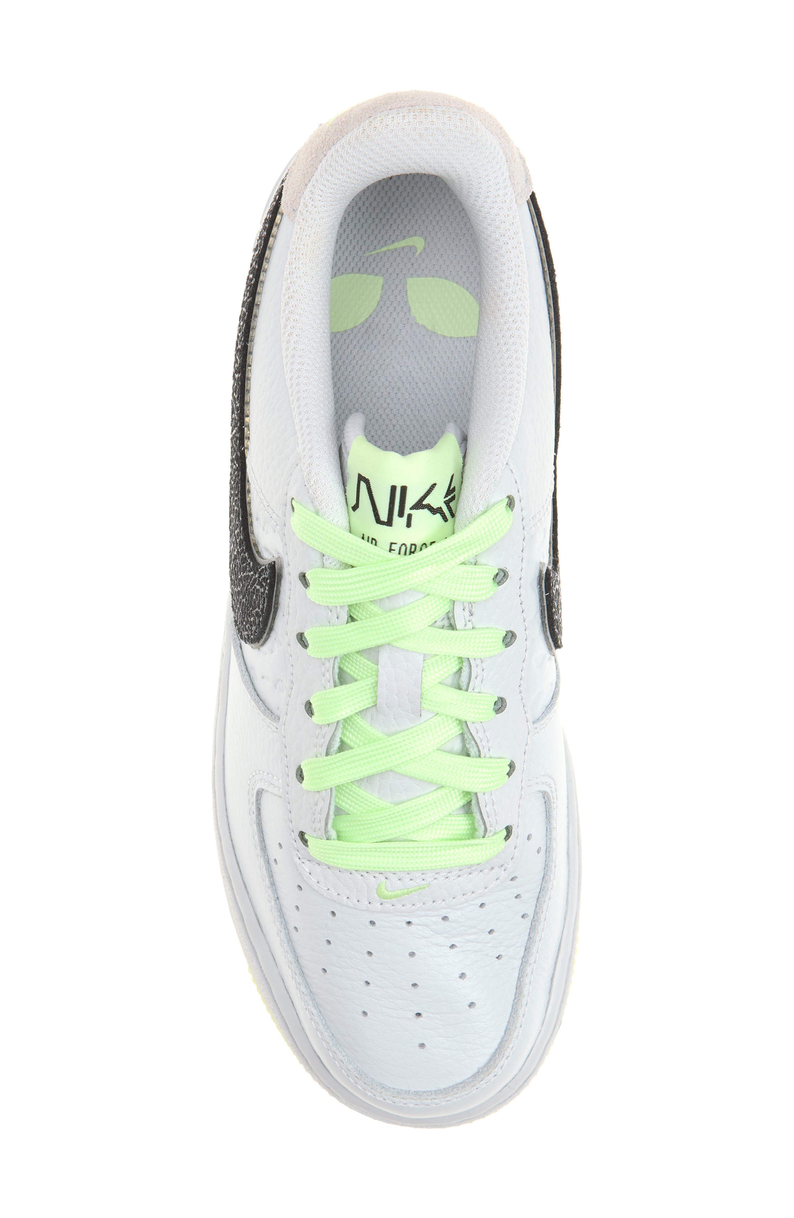 Kids' Force 1 Low Alien Glow-in-the-Dark Sneaker, Alternate, color, PHOTON DUST/ BLACK/ VOLT