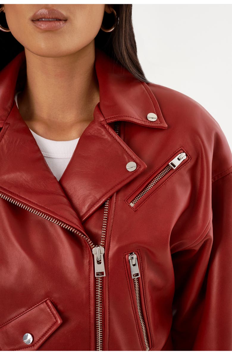 LAMARQUE DYLAN | 80's Leather Biker Jacket, Alternate, color, Ruby Red