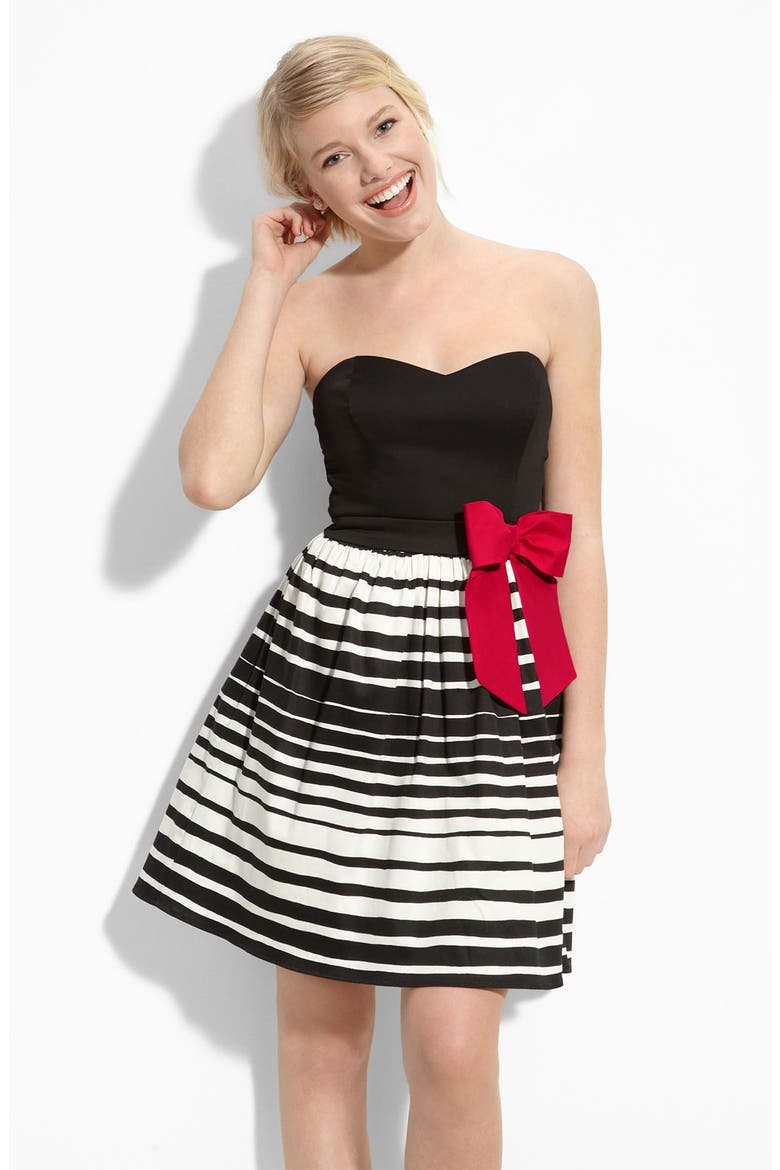 Strapless Dress, Main, color, BLACK/IVORY/RED