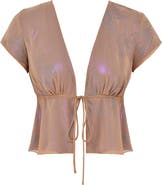 HOUSE OF CB Maia Tie Front Sheer Georgette Crop Top