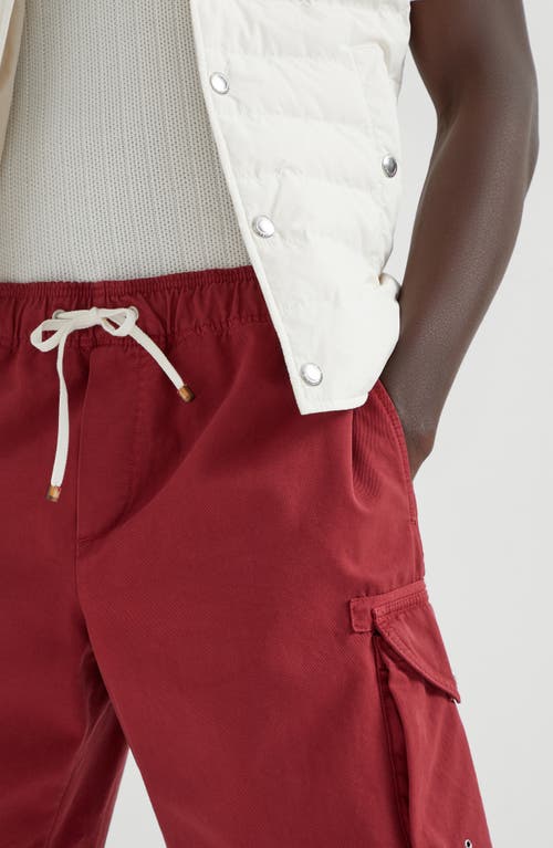 Brunello Cucinelli Cotton Gabardine Bermuda Shorts In Red