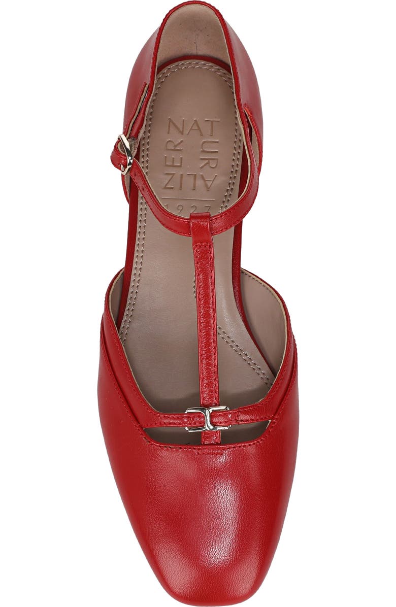 Naturalizer Caresse T-Strap Flat, Alternate, color, Red Leather