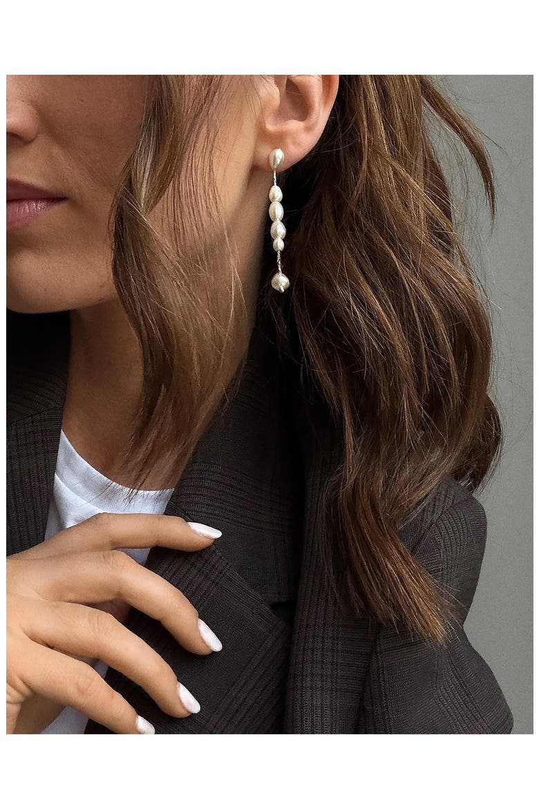Cindy Linear Drop Earrings, Alternate, color, PEARL