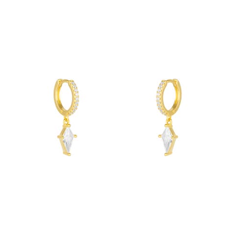 Sterling Silver Triangle Pave Spike Hoop Earrings