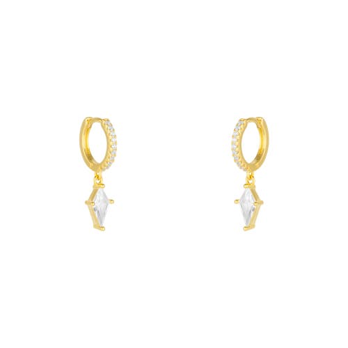 Spero London Sterling Silver Triangle Pave Spike Hoop Earrings In Gold