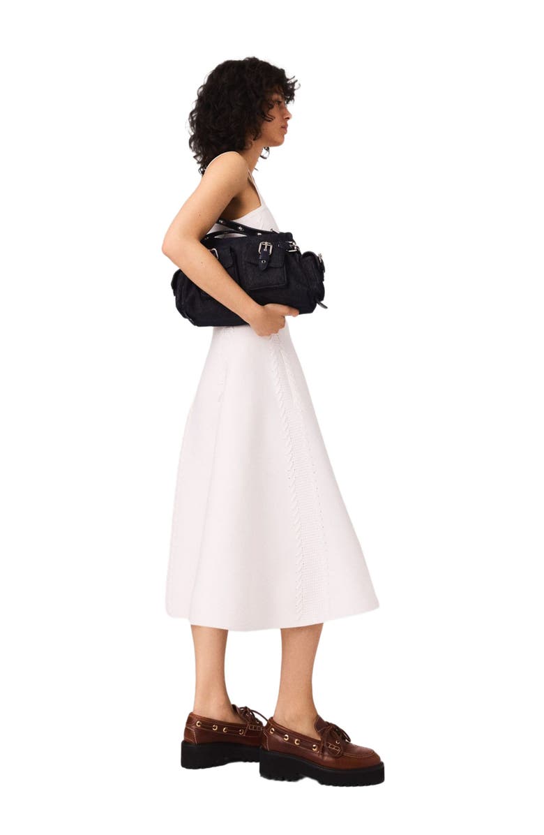maje Knit midi dress, Alternate, color, White