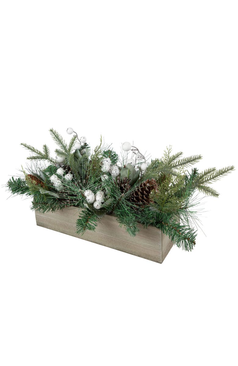 Northlight Iced Glitter Mixed Pine with Berries Boxed Christmas Arrangement - 20", Alternate, color, 