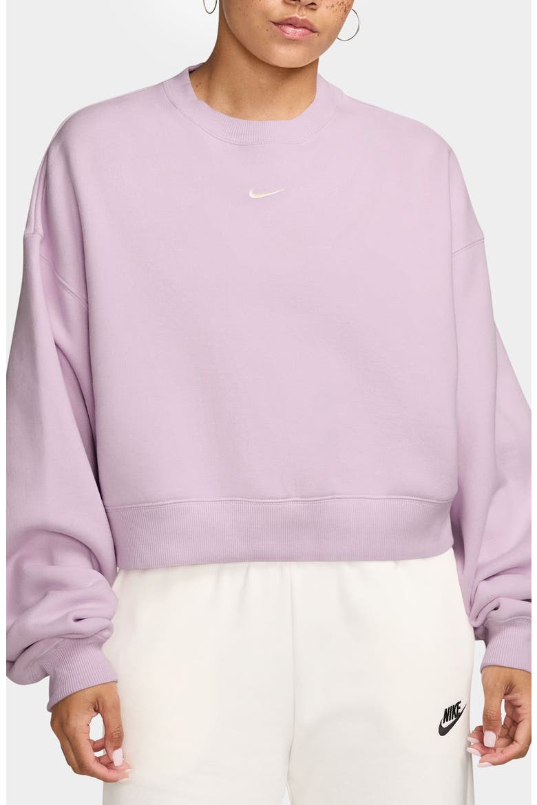 Oversized Midweight Fleece Cropped Sweatshirt, Main, color, 583 BLELIL/ SAIL