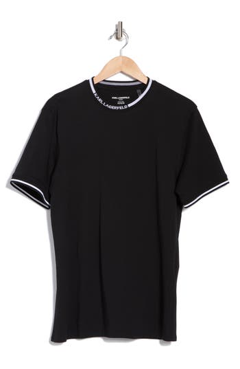 Karl Lagerfeld Paris Logo Trim Crewneck T-shirt In Black