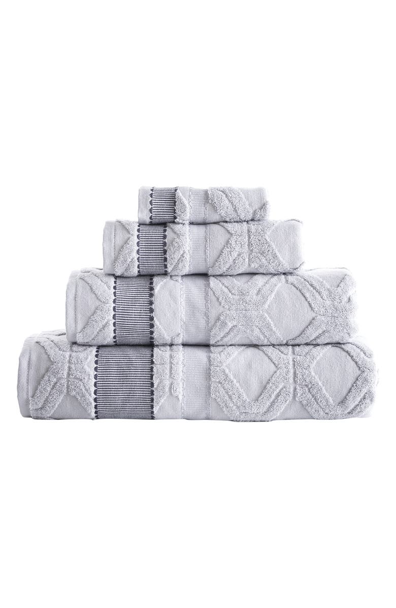 Brooks Brothers Large Square 4-Piece Turkish Cotton Towel Set, Alternate, color, Silver
