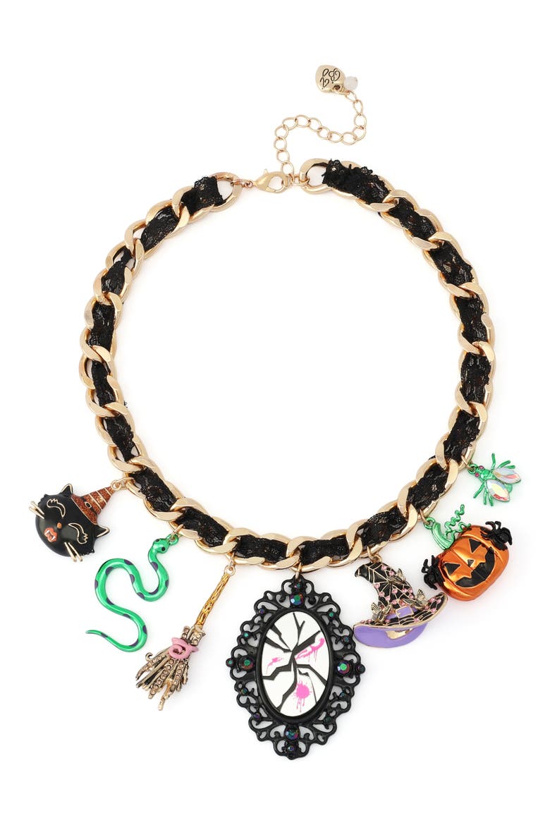 Witchy Lace Frontal Necklace, Main, color, GOLD/ MULTI