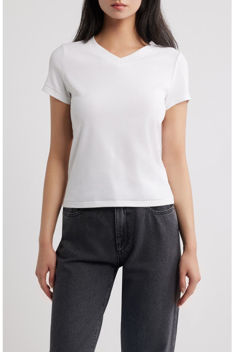 Shrunken V-Neck Tee, Main, color, WHITE