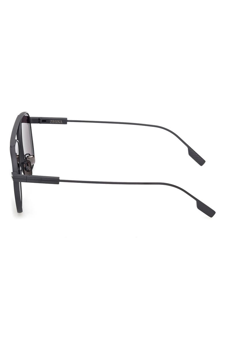ZEGNA 57mm Geometric Sunglasses, Alternate, color, Matte Dark Blue Metal