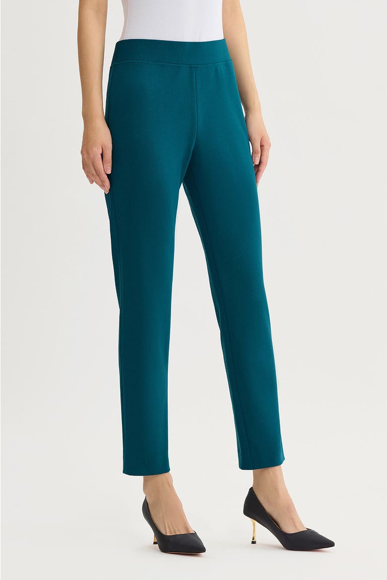 Stretch Deco Crepe Straight Leg Pants, Alternate, color, Deep Teal