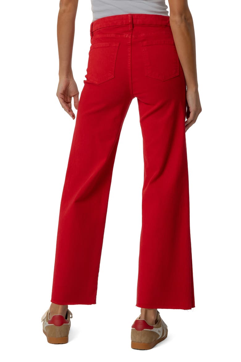 Meg Fab Ab Raw Hem High Waist Ankle Wide Leg Jeans, Alternate, color, TOMATO