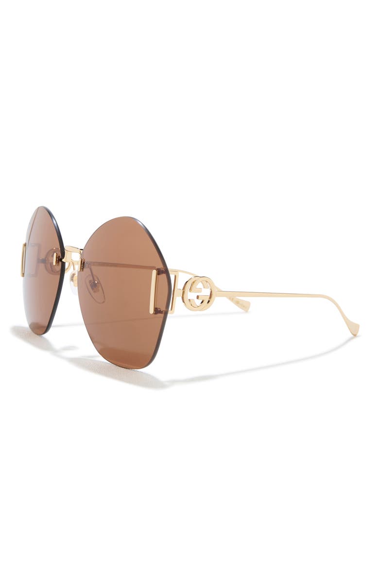 65mm Oversize Oval Sunglasses, Alternate, color, GOLD GOLD BROWN