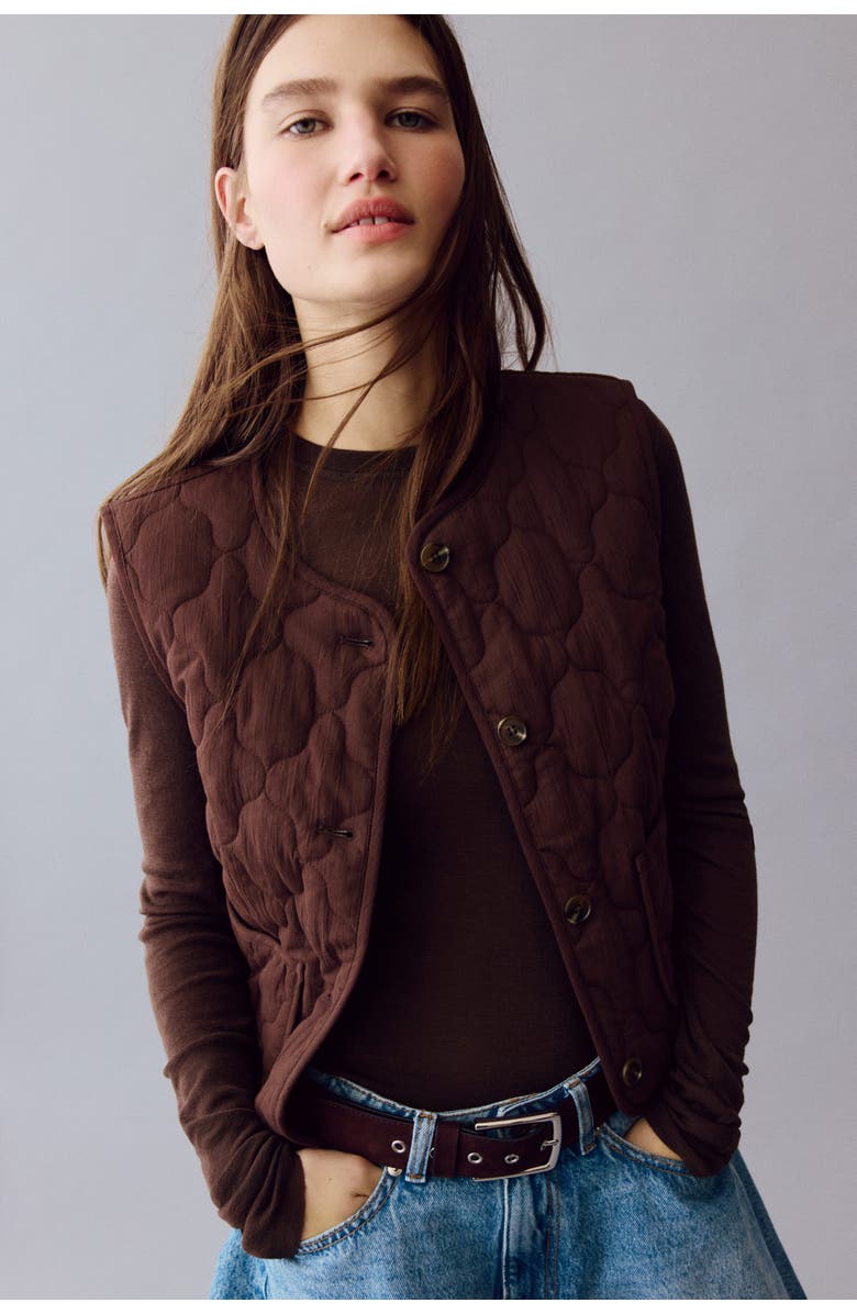 H&M Quilted Gilet, Alternate, color, Dark Brown