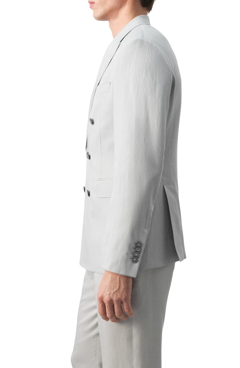 MANGO Amalfi Linen Slim Fit Double Breast Blazer, Alternate, color, Grey
