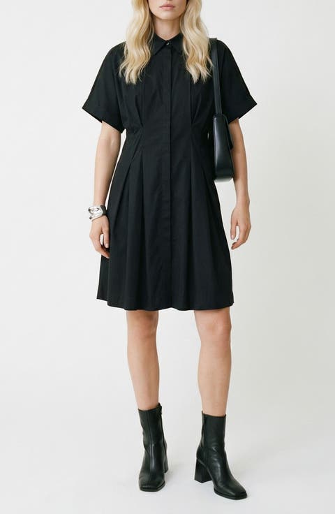 Friba Pleated Mini Shirtdress
