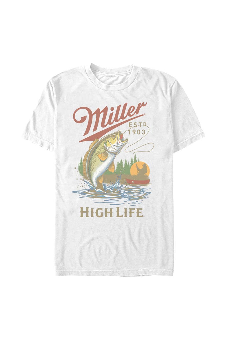 Men's Miller High Life Fishing Life 1903  Graphic T-Shirt, Main, color, White