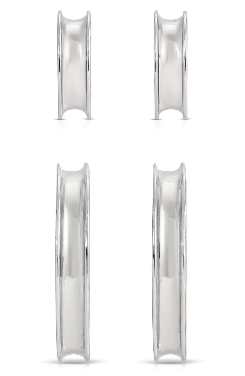 Ettika Groove Set of 2 Hoop Earrings, Alternate, color, Silver