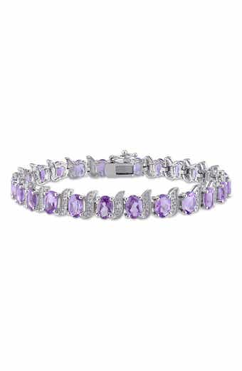 DELMAR Sterling Silver Amethyst & Diamond Bracelet - 0.03 ctw
