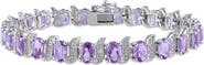 DELMAR Sterling Silver Amethyst & Diamond Bracelet - 0.03 ctw