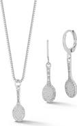 GLAZE JEWELRY Tennis Racquet Drop Huggie Hoop Earrings & Necklace Set