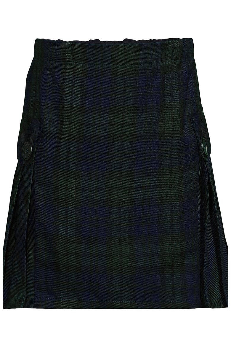 Girls Plus Side Pleat Plaid Skort Above the Knee, Alternate, color, Classic Navy/Evergreen Plaid