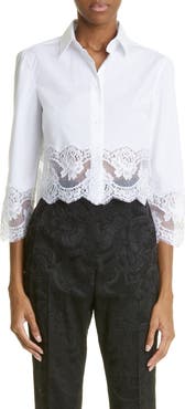 Dolce&Gabbana Button Up Floral Lace Crop Button-Up Shirt