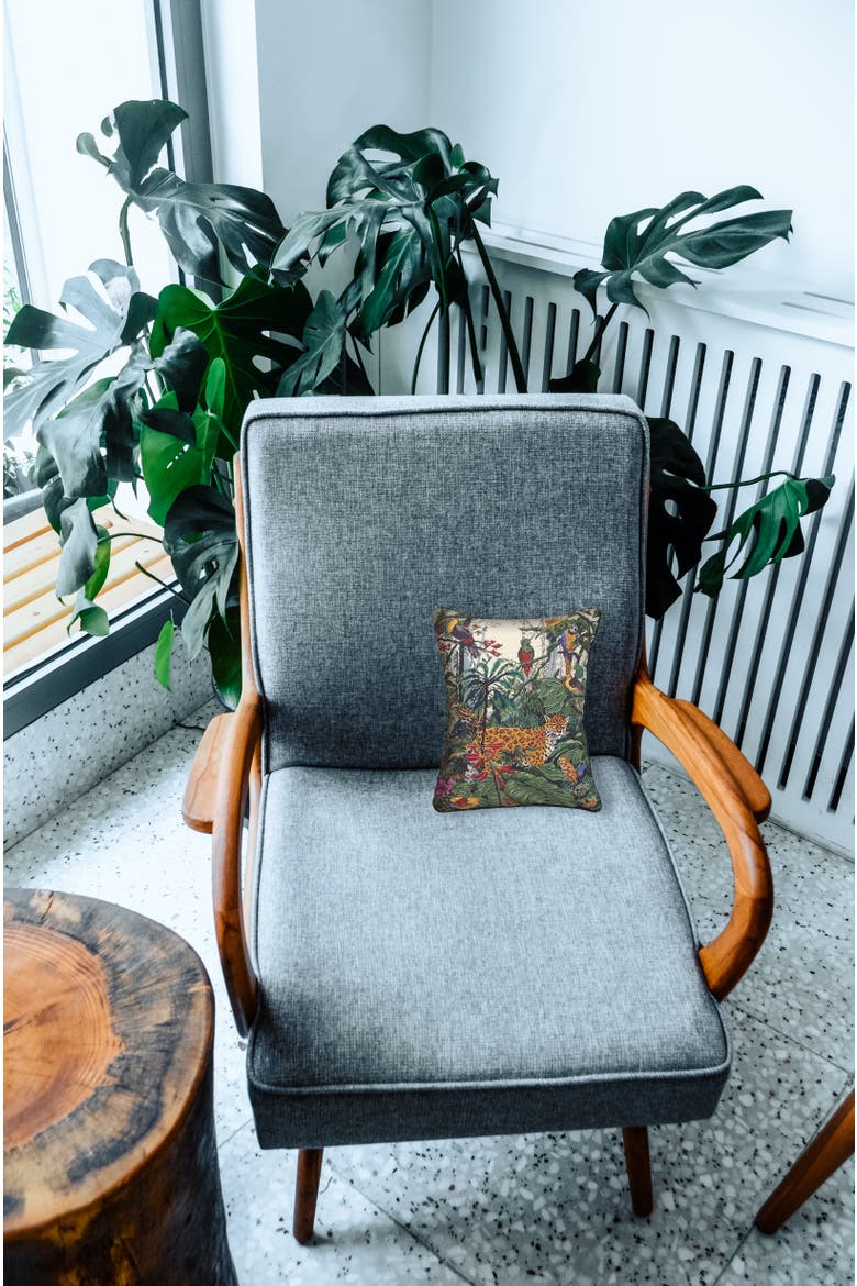 In Jungle Petit Point Accent Throw Pillow, Alternate, color, Green