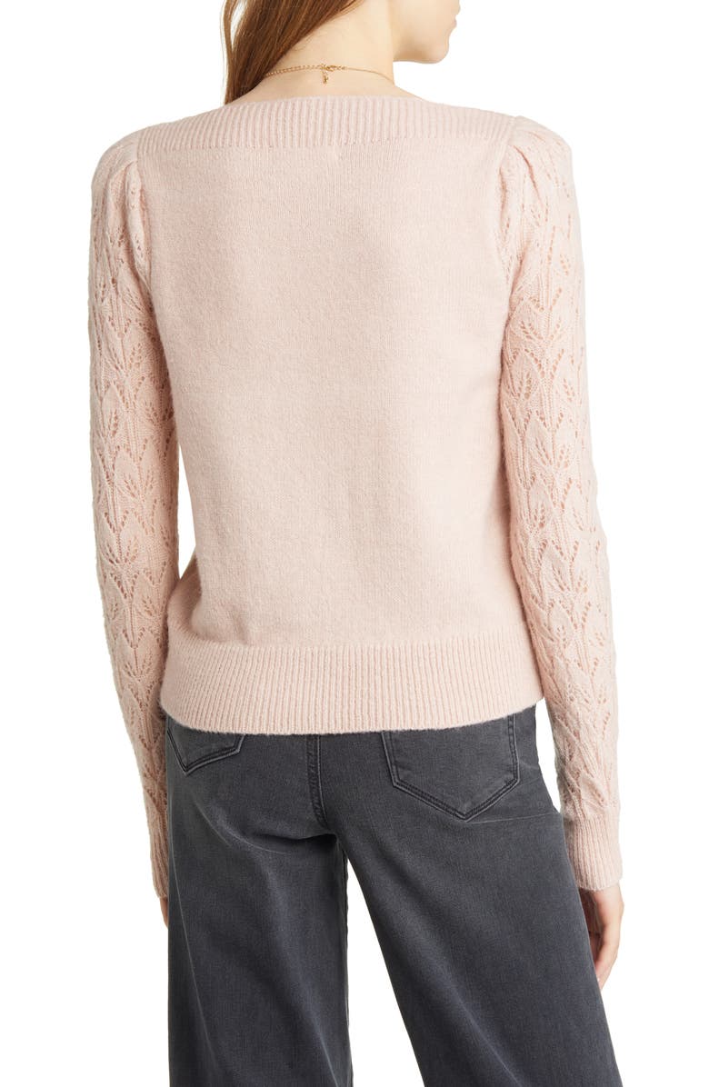 Treasure & Bond Pointelle Sleeve Sweater, Alternate, color, 