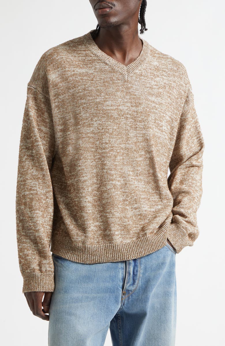 Maison Margiela V-Neck Sweater, Main, color, Light Brown/ Beige