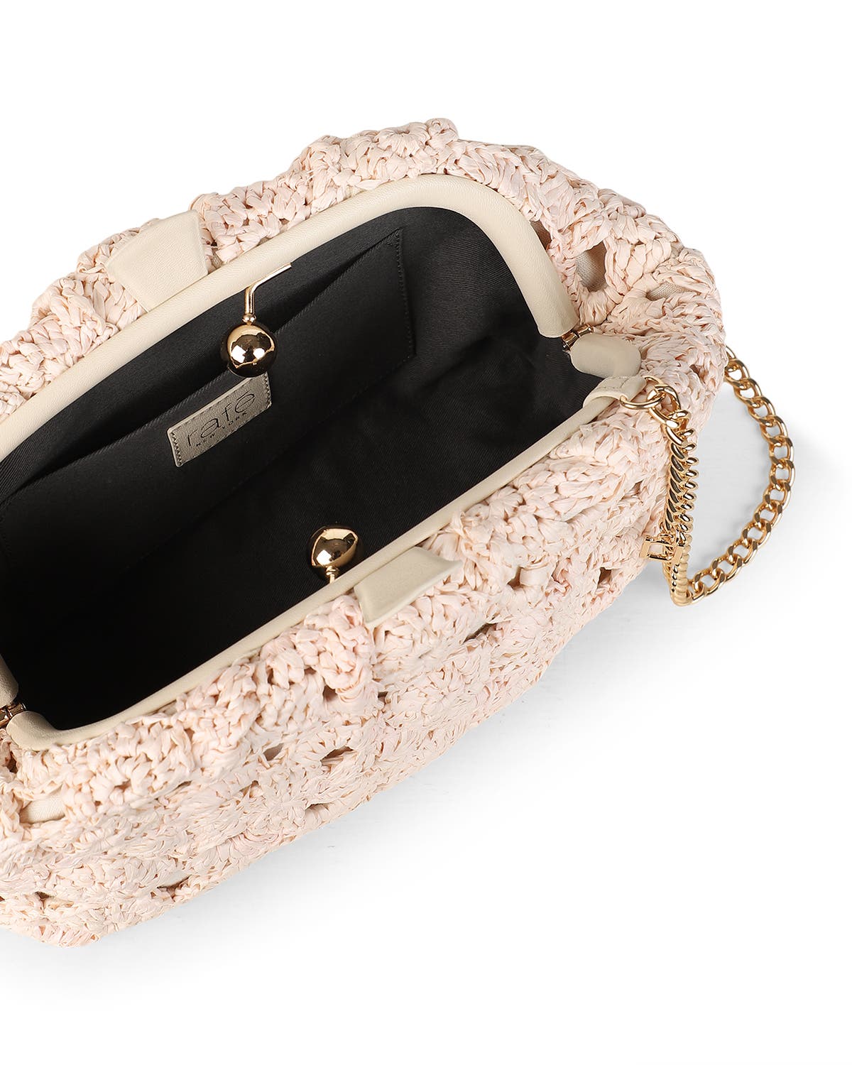 Rafe New York Aya Raffia Crochet Frame Clutch, Alternate, color, Natural / Ivory