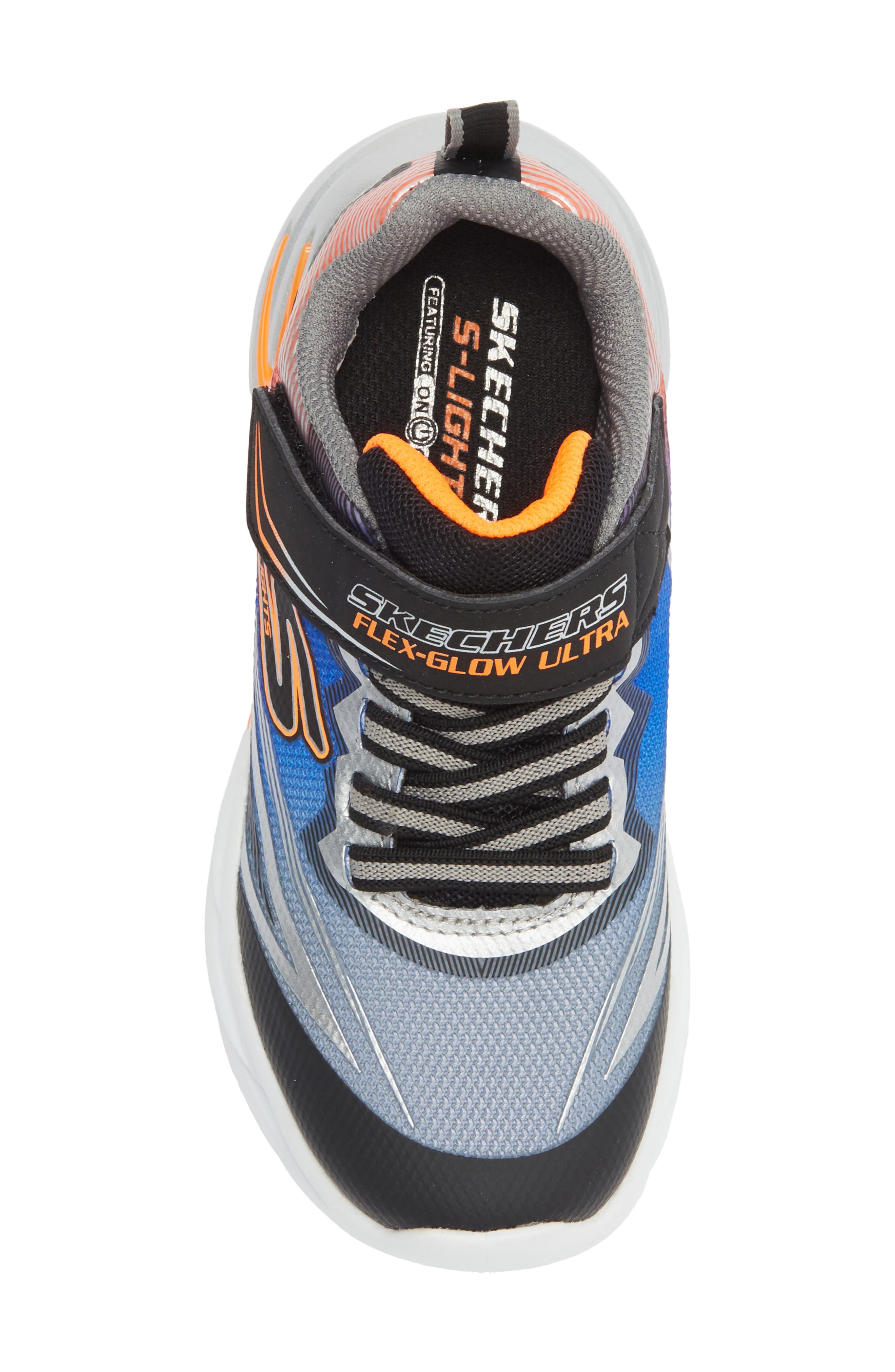Kids' S-Lights® Flex-Glow Ultra Sneaker, Alternate, color, BLUE/ BLACK/ SILVER