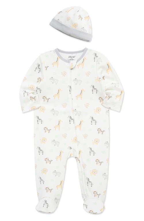 Little Me Cute Safari Footie & Hat Set In Blue