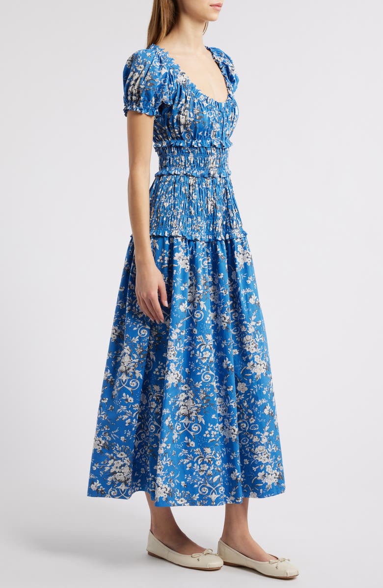 DÔEN Leanne Floral Cotton Voile Midi Dress, Alternate, color, Jardins De La Fontaine