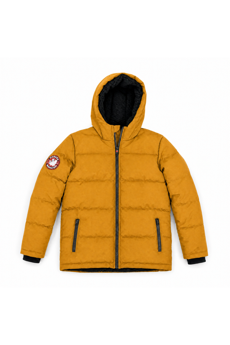Boys' Fleece Lined Hooded Bubble Puffer Jacket, Alternate, color, Timber